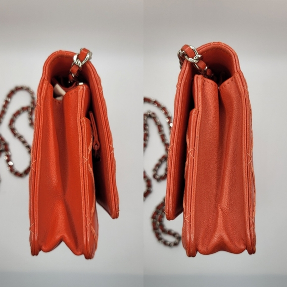CHANEL RARE Orange Diamond Wild Stitch Lambskin WOC Crossbody - Picture 12 of 13